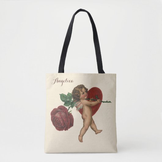 Valentijnsdag Cherub en Victoriaans Roos Tote Bag (Voorkant)