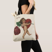  Valentijnsdag Cherub en Victoriaans Roos Tote Bag (Dichtbij)