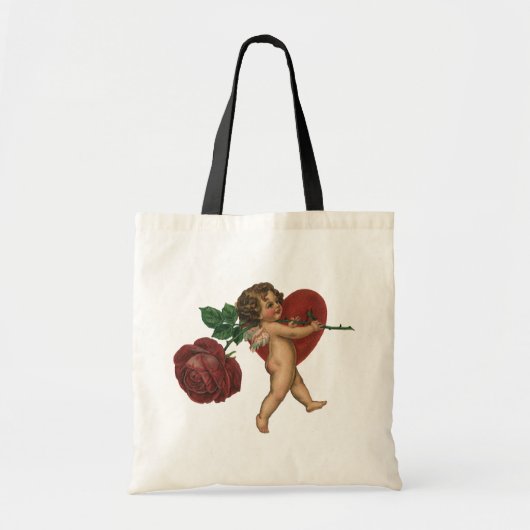  Valentijnsdag Cherub en Victoriaans Roos Tote Bag (Voorkant)