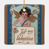  Valentijnsdag, Cherub met liefdesbrieven Keramisch Ornament (Achterkant)