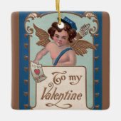  Valentijnsdag, Cherub met liefdesbrieven Keramisch Ornament (Voorkant)