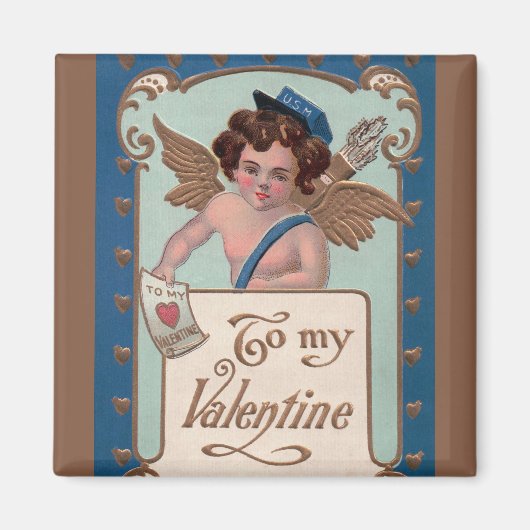 Valentijnsdag, Cherub met liefdesbrieven Magneet (Voorkant)