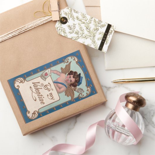  Valentijnsdag, Cherub met liefdesbrieven Rechthoekige Sticker (Geschenken)