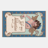  Valentijnsdag, Cherub met liefdesbrieven Rechthoekige Sticker (Voorkant)