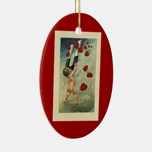 Valentijnsdag, Cherub met Magnet Hearts Keramisch Ornament (Rechts)