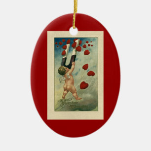 Valentijnsdag, Cherub met Magnet Hearts Keramisch Ornament