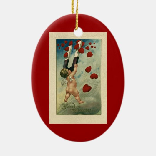  Valentijnsdag, Cherub met Magnet Hearts Keramisch Ornament (Achterkant)