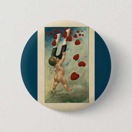 Valentijnsdag, Cherub met Magnet Hearts Ronde Button 5,7 Cm (Voorkant)