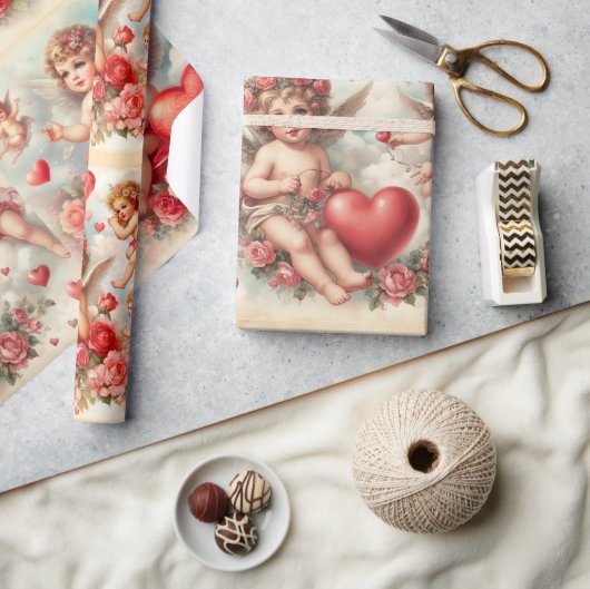 Valentijnsdag Cherub Patroon Inpakpapier (Crafts)