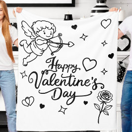 Valentijnsdag Cherubijn & Romantisch Doodle Design Fleece Deken