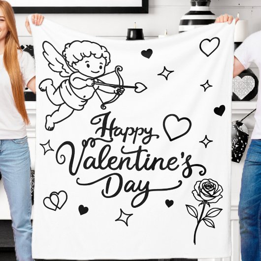 Valentijnsdag Cherubijn & Romantisch Doodle Ontwer Fleece Deken