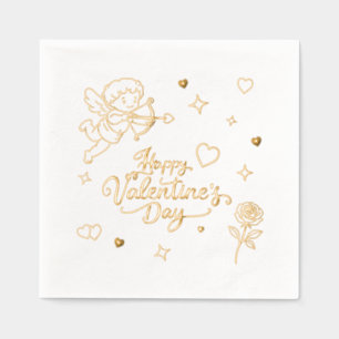 Valentijnsdag Cherubijn & Romantisch Doodle Ontwer Folie Servetten