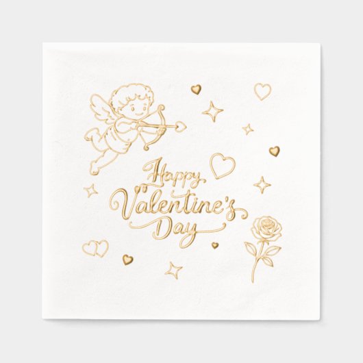 Valentijnsdag Cherubijn & Romantisch Doodle Ontwer Folie Servetten (Voorkant)