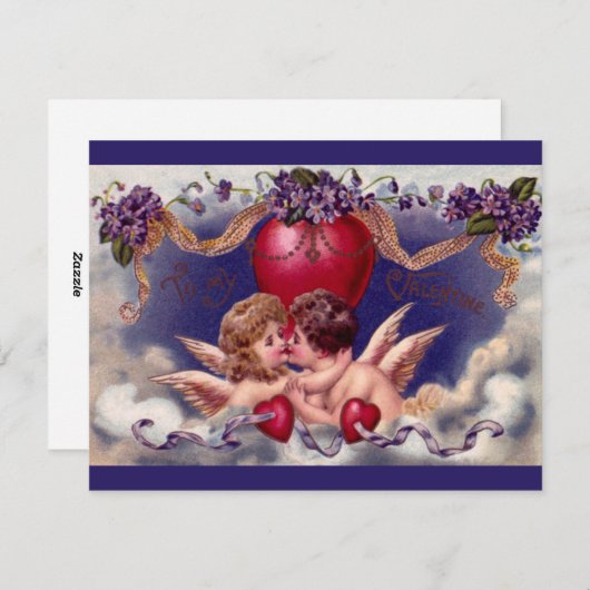 Valentijnsdag Cherubs Hug in Clouds Feestdagenkaart (Voorkant / Achterkant)
