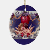 Valentijnsdag Cherubs Hug in Clouds Keramisch Ornament (Rechts)