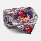 Valentijnsdag Cherubs Hug in Clouds Stropdas (Opgerold)