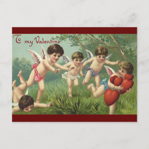  Valentijnsdag Cherubs met liefdesharten Feestdagenkaart