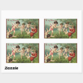  Valentijnsdag Cherubs met liefdesharten Rechthoekige Sticker (Vel)