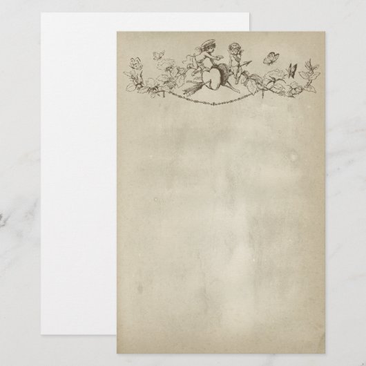 Valentijnsdag Cherubs Stationery Paper Briefpapier (Voorkant / Achterkant)