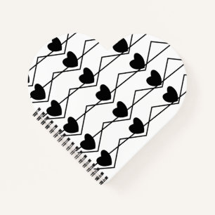 Valentijnsdag Chevron Stripe Hearts Pattern Notitieboek