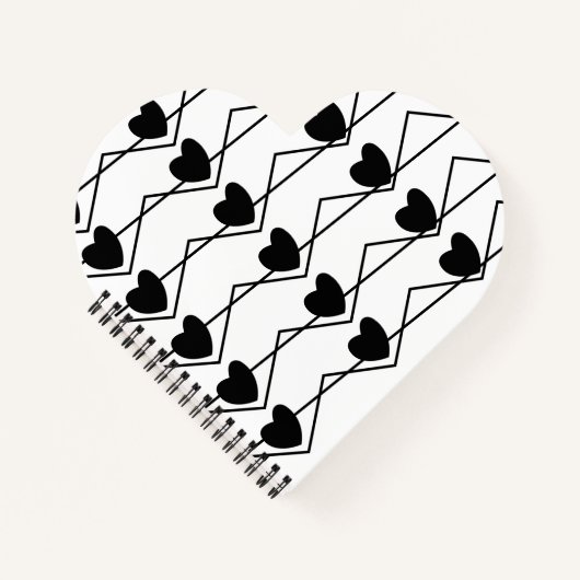 Valentijnsdag Chevron Stripe Hearts Pattern Notitieboek (Voorkant)