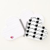 Valentijnsdag Chevron Stripe Hearts Pattern Notitieboek (Binnen)