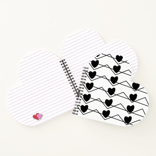 Valentijnsdag Chevron Stripe Hearts Pattern Notitieboek (Binnen)