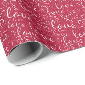 Valentijnsdag Chic Donkerroze Liefde  Cadeaupapier (Rol Hoek)