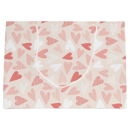 Valentijnsdag Chic Roze Harten  Groot Cadeauzakje (Voorkant)