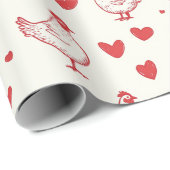 Valentijnsdag Chicken Heart Love Cadeaupapier (Rol Hoek)