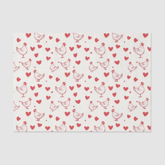 Valentijnsdag Chicken Heart Love Tissuepapier (Voorkant)