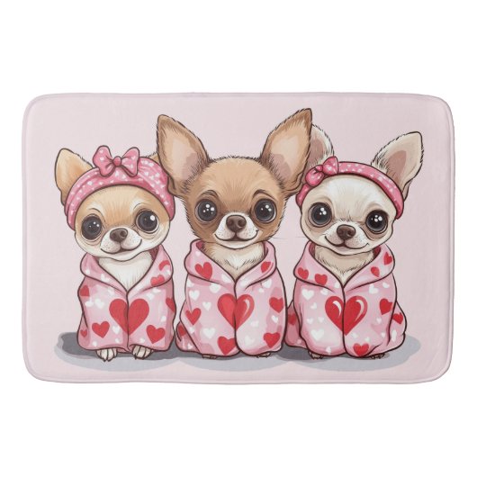 Valentijnsdag Chihuahua Dogs Badmat (Voorkant)