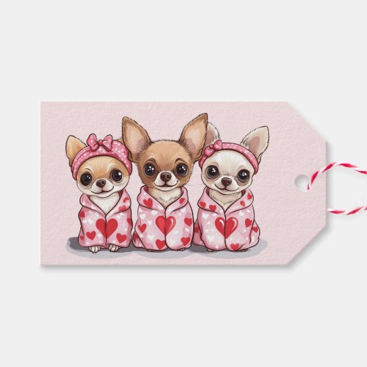 Valentijnsdag Chihuahua Dogs Cadeaulabel (Voorkant (Horizontaal))