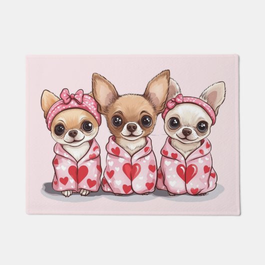Valentijnsdag Chihuahua Dogs Deurmat (Voorkant)