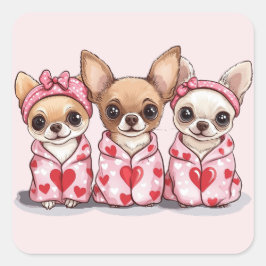 Valentijnsdag Chihuahua Dogs Vierkante Sticker