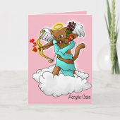 Valentijnsdag Chocolade Brown Cupid Cat Feestdagen Kaart (Voorkant)