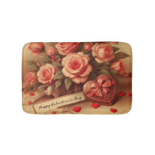  Valentijnsdag Chocolade en Bloemen Badmat (Voorkant)