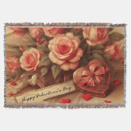 Valentijnsdag Chocolade en Bloemen Deken (Voorkant)