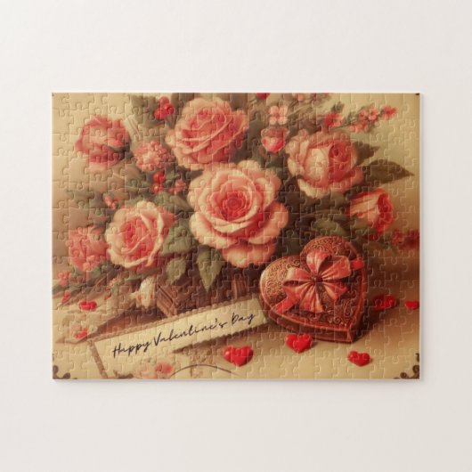  Valentijnsdag Chocolade en Bloemen Legpuzzel (Horizontaal)