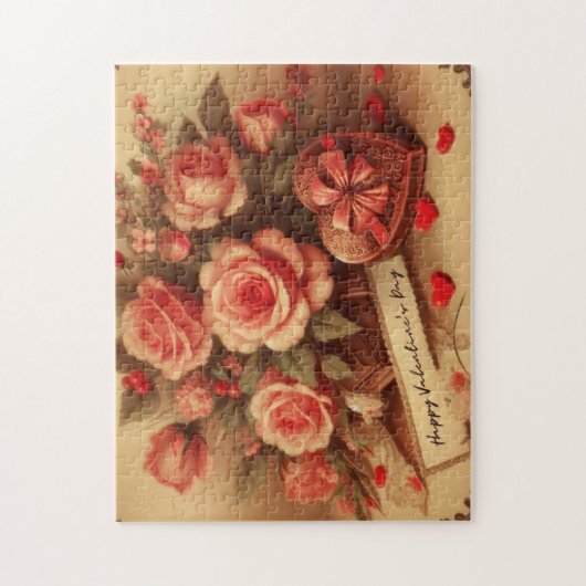 Valentijnsdag Chocolade en Bloemen Legpuzzel (Verticaal)