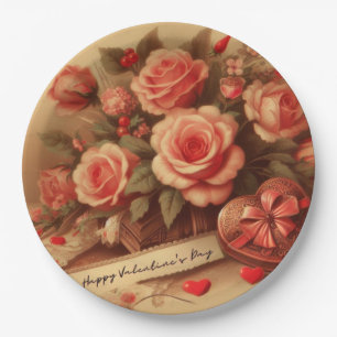 Valentijnsdag Chocolade en Bloemen Papieren Bordje