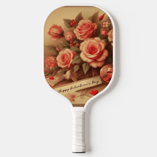Valentijnsdag Chocolade en Bloemen Pickleball Paddle (Voorkant)