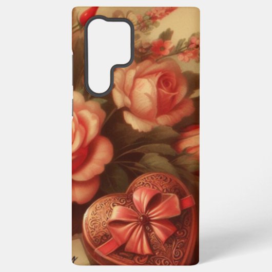  Valentijnsdag Chocolade en Bloemen Samsung Galaxy Hoesje (Achterkant)