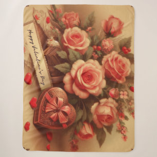 Valentijnsdag Chocolade en Bloemen Sherpa Deken