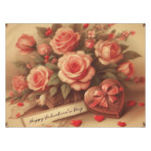 Valentijnsdag Chocolade en Bloemen Tafelkleed (Voorkant (Horizontaal))