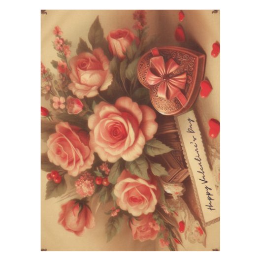 Valentijnsdag Chocolade en Bloemen Tafelkleed (Voorkant)