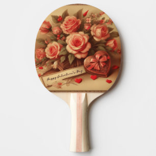 Valentijnsdag Chocolade en Bloemen Tafeltennisbatje