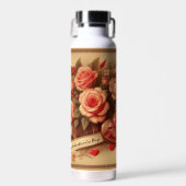 Valentijnsdag Chocolade en Bloemen Waterfles (Voorkant)