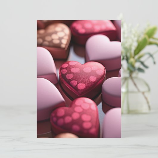 Valentijnsdag Chocolade Feestdagenkaart (Staand voorkant)