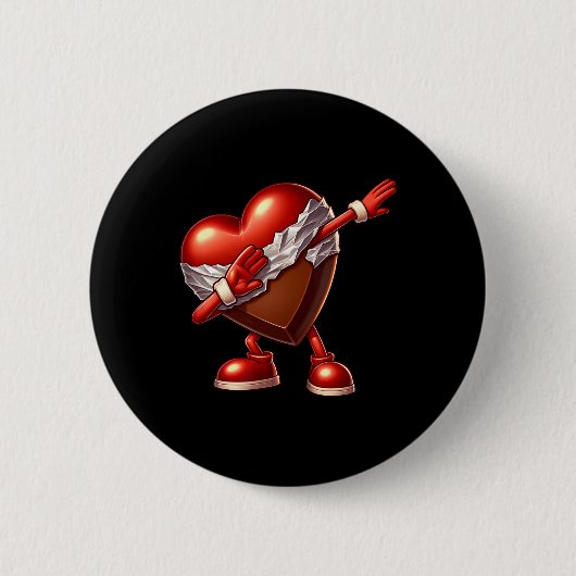 Valentijnsdag chocolade hart dabbing ontwerp ronde button 5,7 cm (Voorkant)